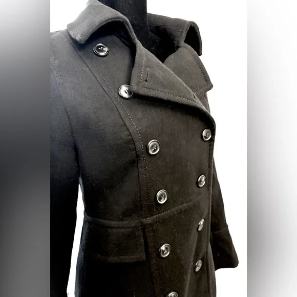 H&M Double Breasted Black Pea Coat - Picture 3 of 6